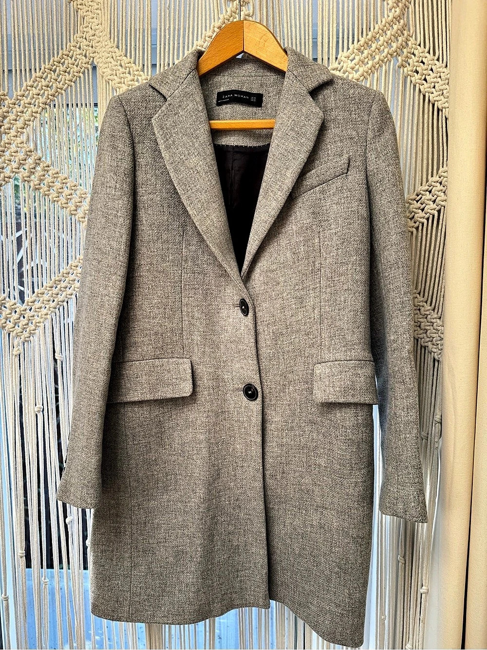 Zara Gray Wool-Blend Pea Coat